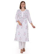 Load image into Gallery viewer, Pink-Grey Thread Hand-Embroidered Chikankari Kurta