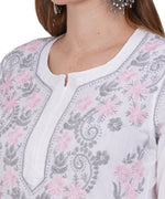 Load image into Gallery viewer, Pink-Grey Thread Hand-Embroidered Chikankari Kurta