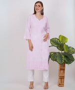 Load image into Gallery viewer, Elegant Pink Hand-Embroidered Lucknowi Chikankari Kurta