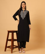 Load image into Gallery viewer, Black Modal Kurta Set with Luminescent Embroidery