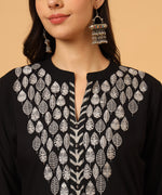 Load image into Gallery viewer, Black Modal Kurta Set with Luminescent Embroidery