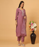 Load image into Gallery viewer, Russian Silk Kurta Set with Exquisite Hand Work