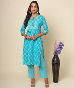 Load image into Gallery viewer, Jaipuri Cotton Signature Kurta with Zari Motifs