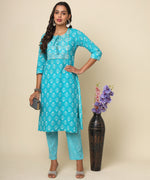 Load image into Gallery viewer, Jaipuri Cotton Signature Kurta with Zari Motifs
