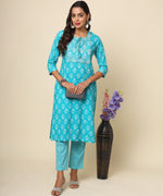 Load image into Gallery viewer, Jaipuri Cotton Signature Kurta with Zari Motifs