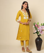 Load image into Gallery viewer, Russian Silk Kurta with Exquisite Silver Embroidery