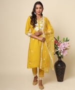 Load image into Gallery viewer, Russian Silk Kurta with Exquisite Silver Embroidery