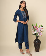 Load image into Gallery viewer, Russian Silk Kurta with Gold Embroidery & Beadwork