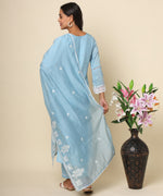 Load image into Gallery viewer, Russian Silk Kurta with Luminescent Silver Embroidery
