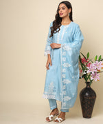 Load image into Gallery viewer, Russian Silk Kurta with Luminescent Silver Embroidery