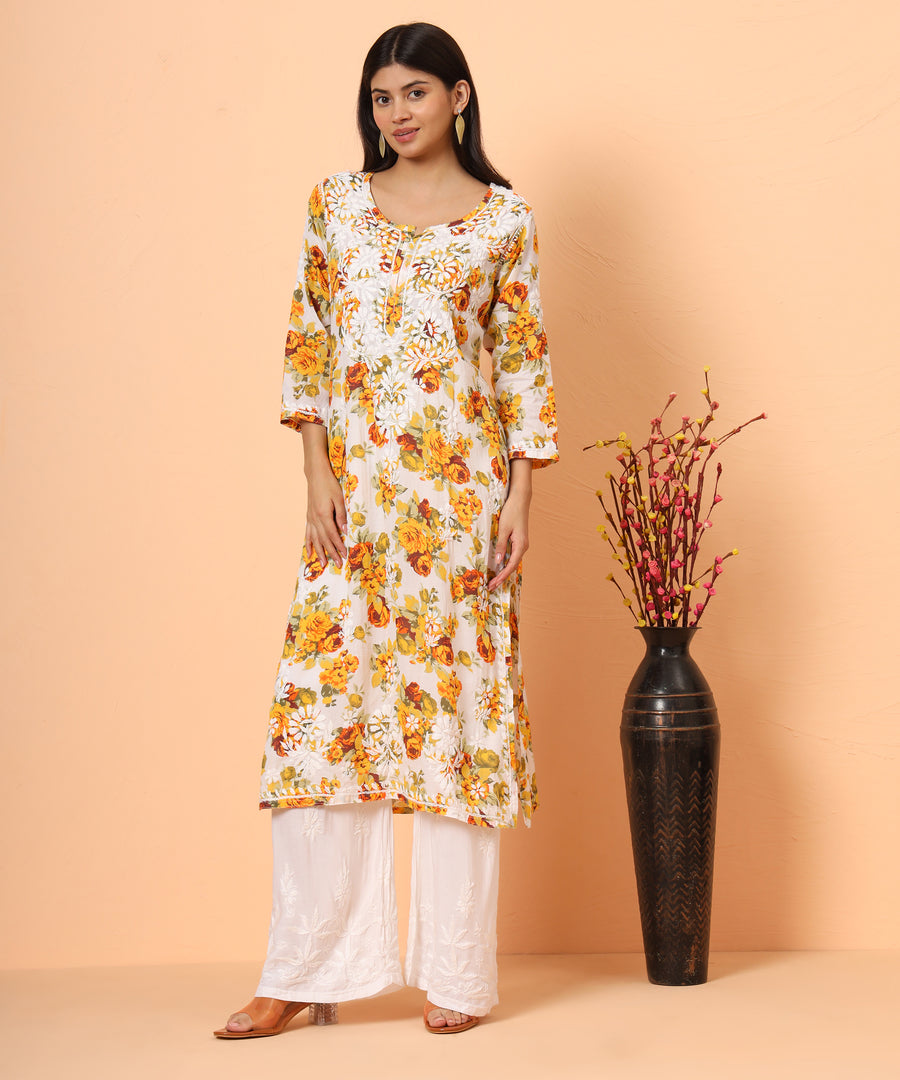 Mul Cotton Chikankari Printed Exclusive Kurta