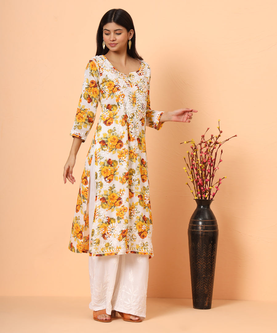 Mul Cotton Chikankari Printed Exclusive Kurta