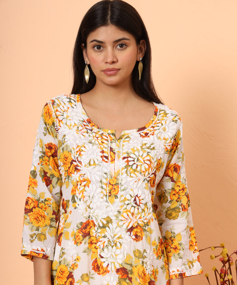 Mul Cotton Chikankari Printed Exclusive Kurta