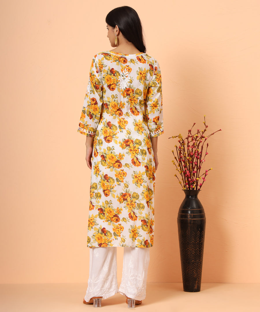 Mul Cotton Chikankari Printed Exclusive Kurta