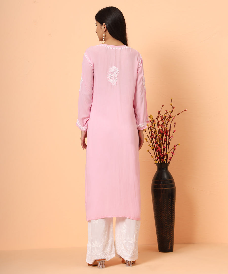 Pink Aiman Modal Chikankari Kurta