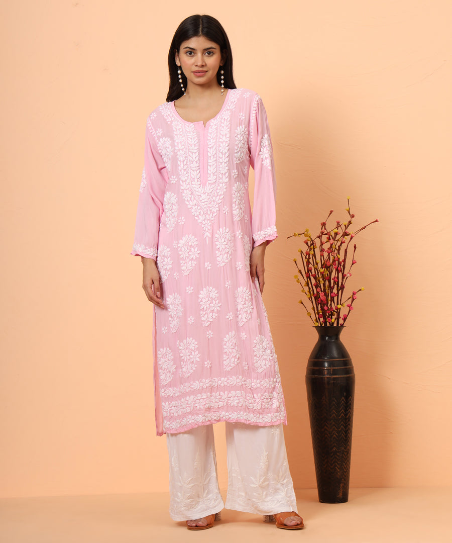 Pink Aiman Modal Chikankari Kurta