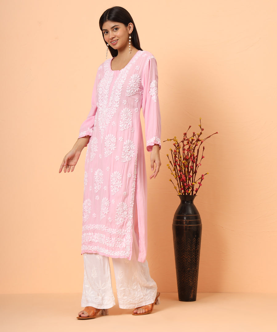 Pink Aiman Modal Chikankari Kurta