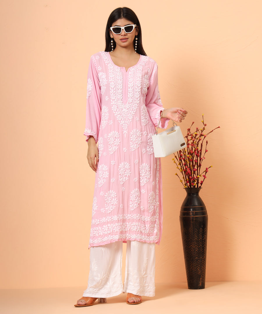 Pink Aiman Modal Chikankari Kurta