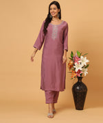 Load image into Gallery viewer, Russian Silk Kurta Set with Exquisite Hand Work
