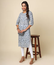 Handcrafted Jaipuri Cotton Kurta with Vibrant Print