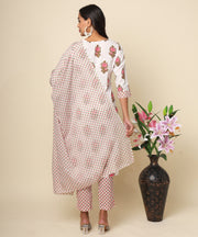 Jaipuri Cotton Kurta with Hand-Blocked Motifs