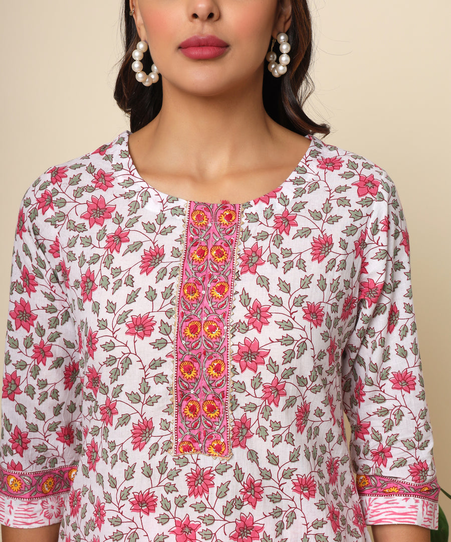 Jaipuri Cotton Kurta with Vibrant Print