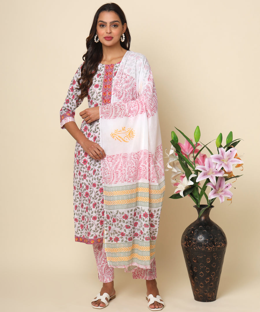 Jaipuri Cotton Kurta with Vibrant Print