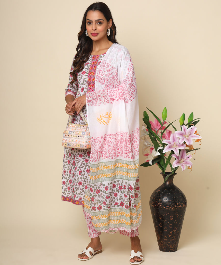 Jaipuri Cotton Kurta with Vibrant Print