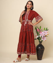 Jaipuri Cotton Floral Print Long Dress