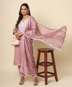 Load image into Gallery viewer, Russian Silk Kurta with Delicate Silver Threadwork
